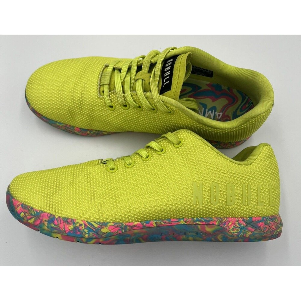 Nobull Unisex Men's 8.5 /Women's 10 Yellow Swirl Neon Glitch Trainer SuperFabric - Picture 4 of 16